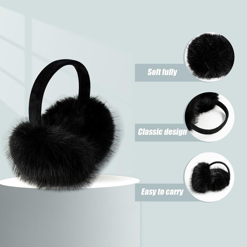 FSTEOE Women Winter Ear Muffs Foldable Girl Ear Warmer Fashion Furry Earmuff Soft Ear Cover Cold Weather - Image 2
